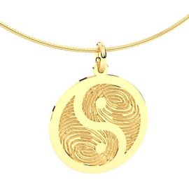 14krt witgouden yin yang vingerafdruk hanger.