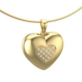 extra large hart ashanger met diamanten met twee kleueren goud