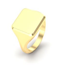 Vierkante 18krt geelgouden zegel ring met een as compartent.