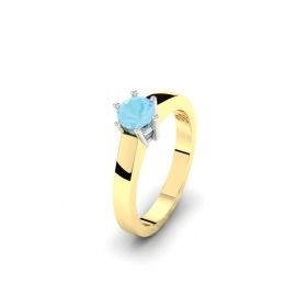 18 karaat en platina 3050-EST-2 Solitair asring met Aquamarijn, Peridoot, Rhodoliet of Rookkwarts