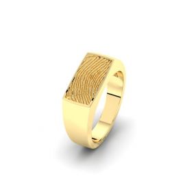 Goud of zilver rechthoekige vingerafdruk ring.