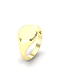 Zilveren ronde zegel asring.